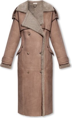 The Mannei ‘Jordan’ Long Shearling Jacket - Beige