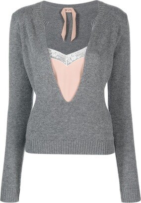 layered V-neck jumper