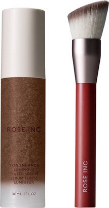 ROSE INC Skin Enhancing Duo: Luminous Skin Tint Serum Foundation & Foundation Brush