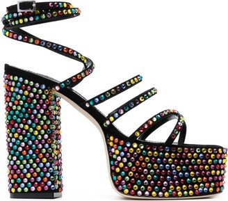 130mm Crystal-Embellished Platform Sandals