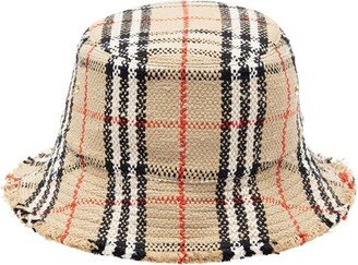 Check Bouclé Bucket Hat-AA