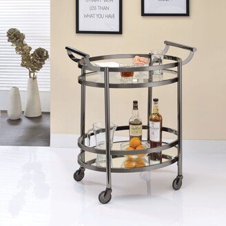 Global Pronex Lakelyn Serving Cart, Black Nickel & Clear Glass 98191