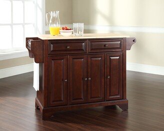 Crosley Furniture LaFayette Vintage Mahogany Finish Natural Wood Top Kitchen Island