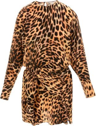 Cheetah Printed Asymmetric Mini Dress