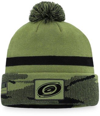 Men's Branded Camo Carolina Hurricanes Military-Inspired Appreciation Cuffed Knit Hat With Pom