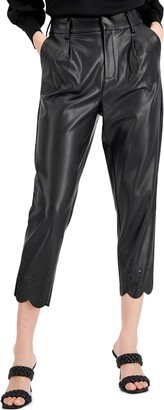 Womens Faux Leather High Rise Straight Leg Pants