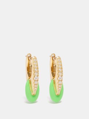 Ada Diamond, Enamel & 18kt Gold Huggie Earrings