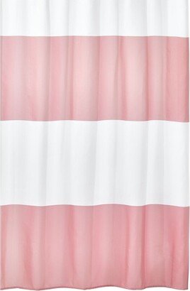 mDesign Bold Rugby Stripe 72 x 72 Fabric Shower Curtain - Rose Tan/White