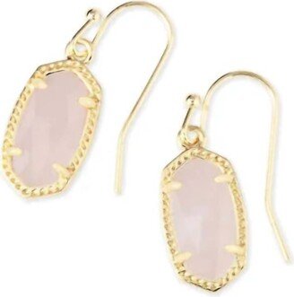 Lee Gold Drop Earrings In Rose Quartz