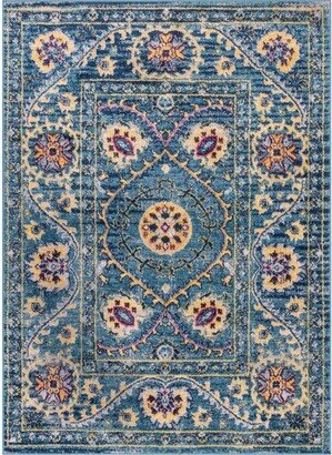 Carson Agra Medallion Persian Vintage Bohemian Blue Area Rug