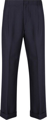 Pinstriped Wide-Leg Trousers