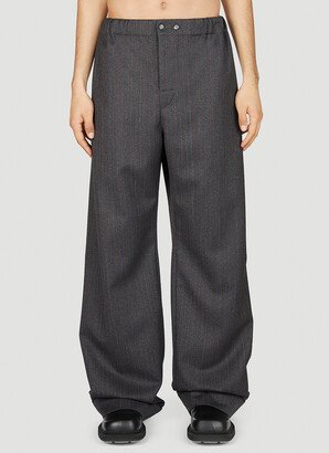 Pinstripe Wool Chevron Pants - Man Pants Grey L