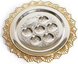 Seder Plate, Silver Plated Passover Pesah Tray Adding The Symbolic Food, Jewish Holidays Pesach 100% Kosher Made in Israel-AD