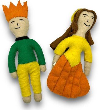 Come Here Buddy Prince and Princess Felt Dog Toys - Green, yellow