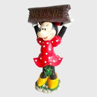 22 Minnie Mouse Solar Resin/Stone Statue With A Welcome Sign