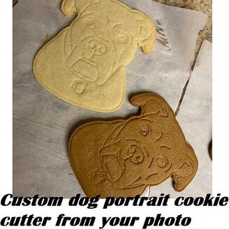 Dog Face Cookies From Photo, Gift For Dog Lovers, Personalized Treat Cutter, Custom Pet Portrait Cookie Puppy
