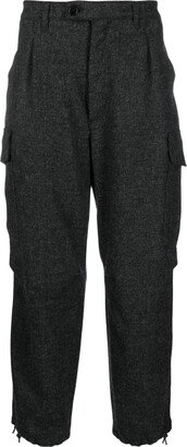 Cropped Wool Cargo Trousers-AA