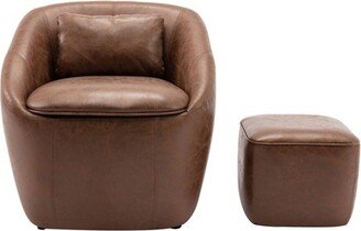 Barrel Chair with Pillow, Storage Seat and Ottoman - WOVENBYRD