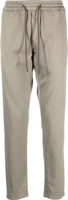 Drawstring-Waist Cotton Tapered Trousers-AA