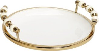 Alice Pazkus Flat Round Plate With Beaded Handles