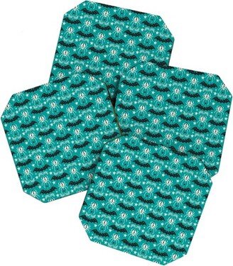 Heather Dutton Night Creatures Teal Set of 4 Coasters