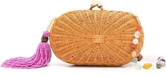 Olivine woven clutch bag