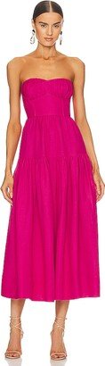 Joanine Strapless Ruched Midi Dress