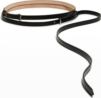 Long Thin Leather Double Belt