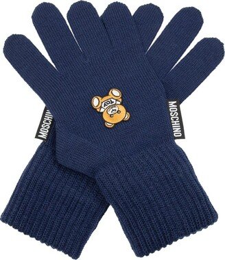 Teddy Embroidered Knit Gloves-AE