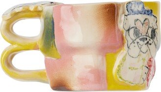 Handle With Care by Christian Moses Yellow & Pink Big Dog Patchwork Mug