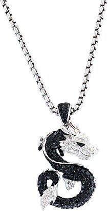 Black Spinel & Diamond Dragon Pendant Necklace - 0.3ct.