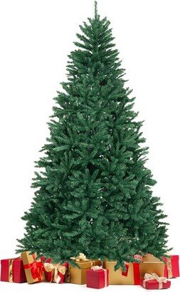 Tangkula 7.5FT Artificial Xmas Tree Hinged Fake Xmas Tree with 2254 PVC Branch Tips Foldable Metal Stand