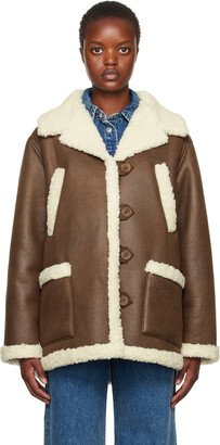 Brown Clara Faux-Leather Coat