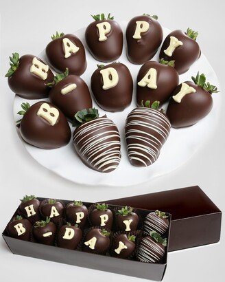 Chocolate Covered Company Happy B-Day Belgian Chocolate Berry Gram, 12 Pieces