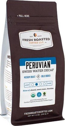 Fresh Roasted Coffee, Organic Peruvian Decaf, Medium Roast Whole Bean - 12oz