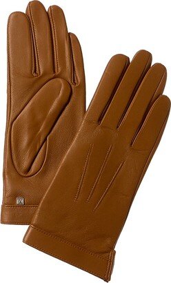 Logo Cuff Cashmere-Lined Leather Gloves