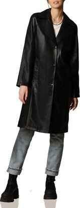 Faux Leather Topper Coat