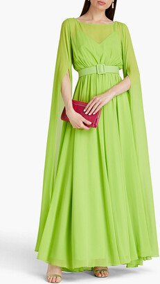 Belted gathered georgette gown