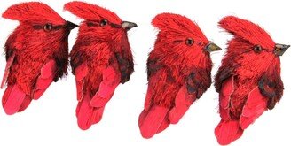 Northlight Set of 4 Red Cardinal Clip-On Christmas Figure Ornaments 3.25