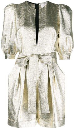 Metallic Glitter Half-Sleeves Playsuit