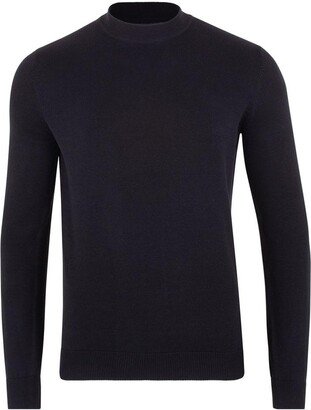 Paul James Knitwear Mens Cotton James Narrow Mock Turtleneck Jumper - Black