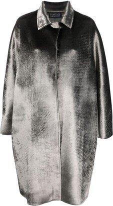 Metallic-Sheen Single-Breasted Coat