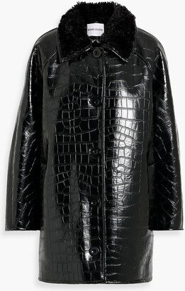 Amira faux croc-effect leather coat