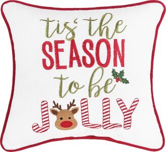 Season To Be Jolly Embroidered Throw Pillow