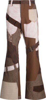 Low-Rise Patchwork Flared Trousers