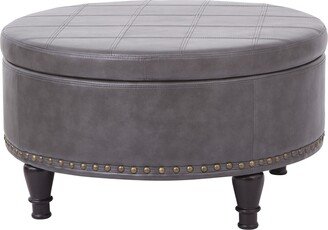 OS Home and Office Furniture Augusta Storage Ottoman - Pewter