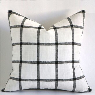 Linen Textured Modern Farmhouse Black & White Check Decorative Throw Pillow Covers, 10