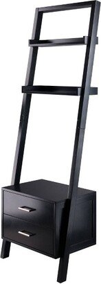 69.36 Bellamy Leaning Shelf with Storage Black