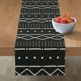 Table Runners: Mudcloth - Bone On Black Table Runner, 72X16, Black