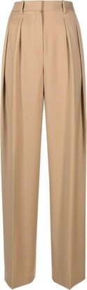 Pleated Virgin Wool High-Waisted Trousers